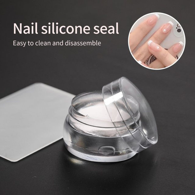 LINMANDA Klarer Silikon-Nagelstempel für French Nails und Nagelkunst, Transparent, Rund - Bild 1