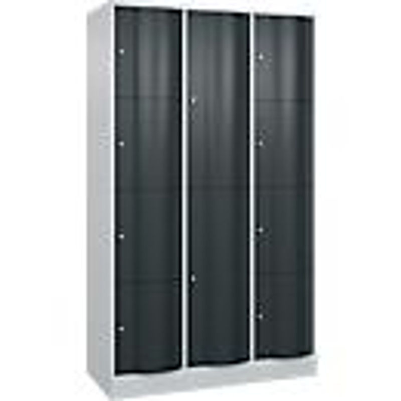 C+P Kombi-Schließfachschrank Resisto mit 3 Abteilen und 10 Fächern, Farbe: Lichtgrau/Anthrazitgrau, B/T/H: 114,8 x 54,0 x 195,0 cm - Bild 2