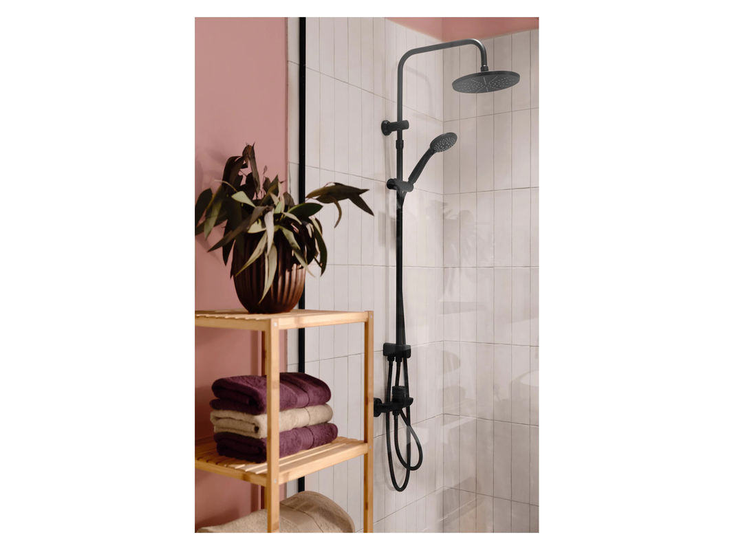 LIVARNO HOME Überkopfbrauseset aus Edelstahl mit Handbrause und Regendusche in Mattschwarz - Bild 2