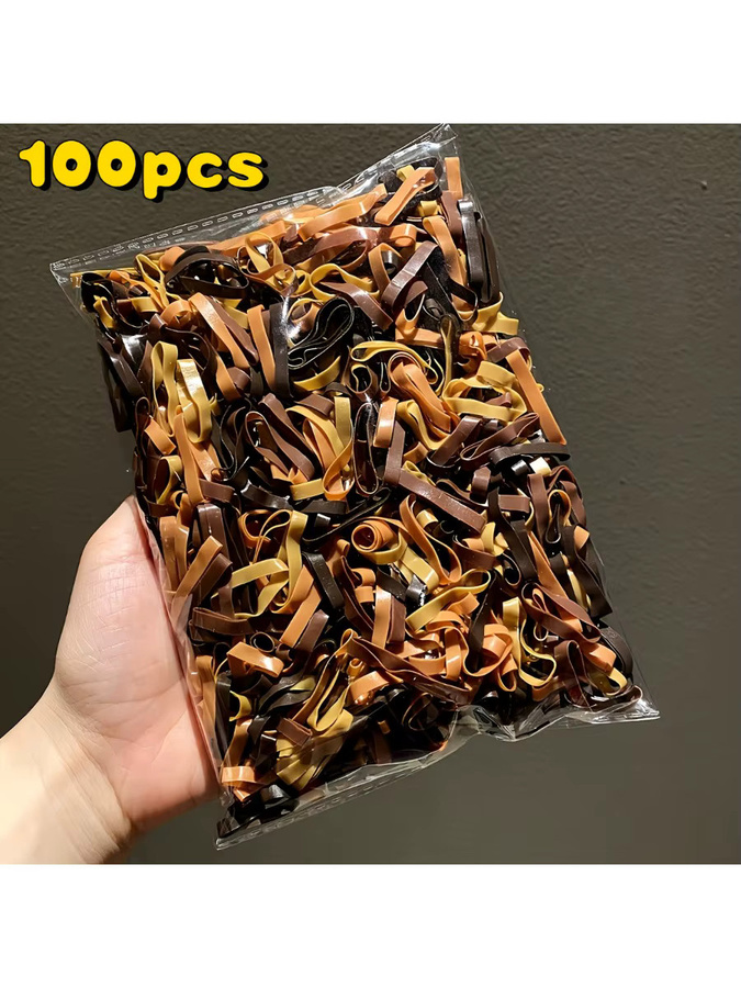 100 Stück Haargummis, kaffeebraun, elastisch, Damen - Bild 2