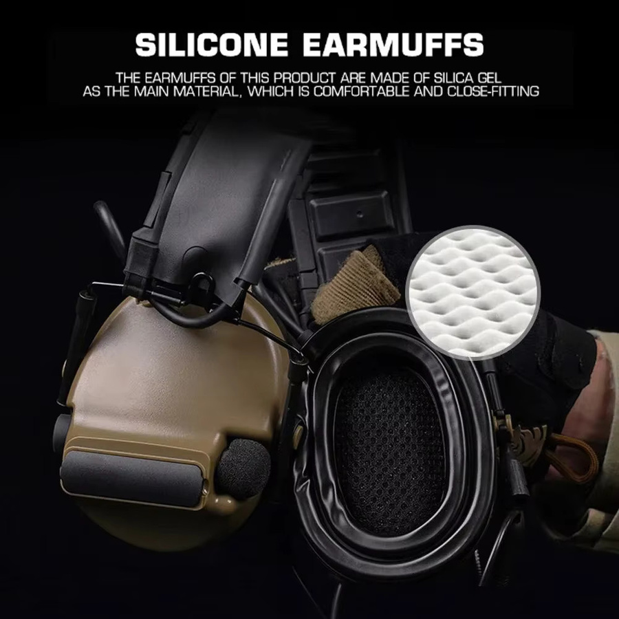 COM TAC Gen 5th Taktisches Headset mit abnehmbarem Stirnband und ARC Schienenadapter für OPS Helme, Farbe: Beige - Bild 2