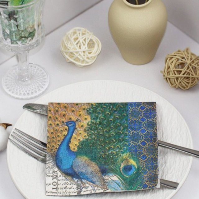 GUANYAO 20 Stück 2-lagige Papier-Servietten mit Pfauen-Design und Liebesthema in Multicolour, 25 cm für Hochzeiten, Partys und Dekoration - Bild 1