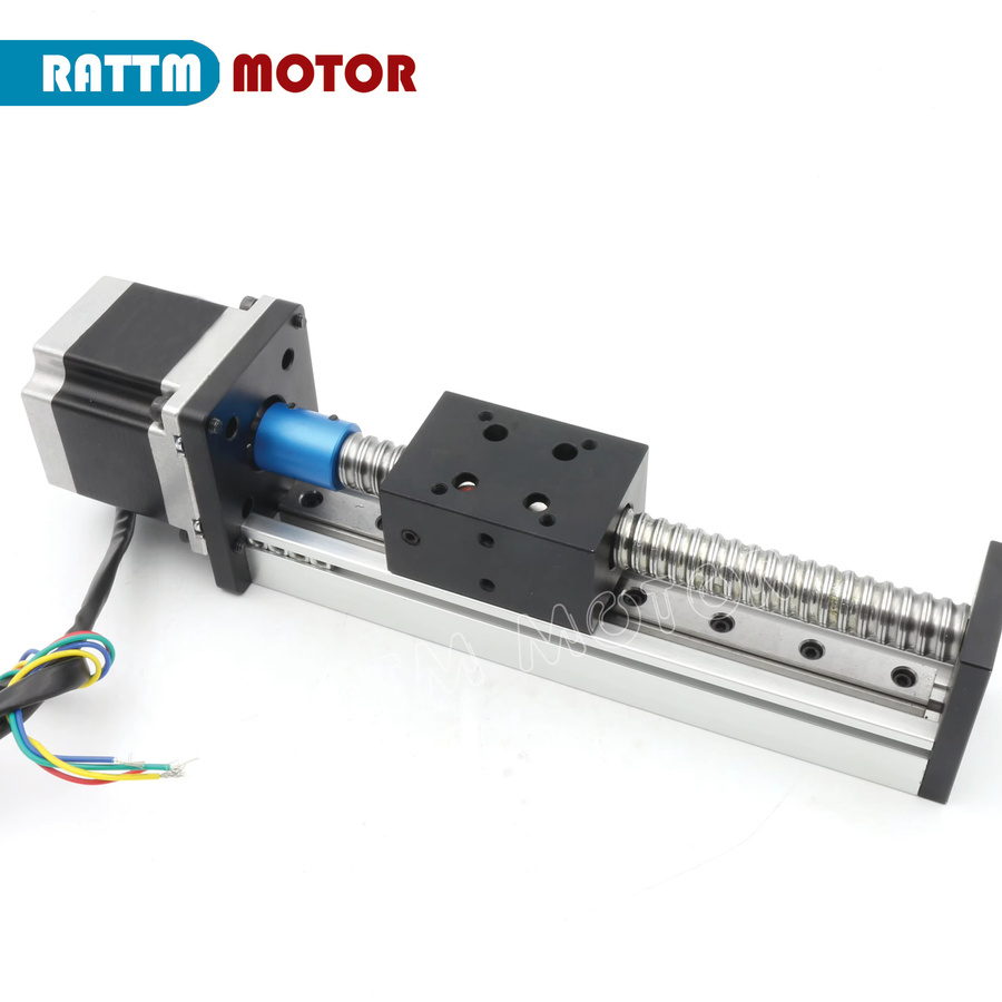 POWACE CBX1605 Kugelumlaufspindel-Linearantrieb mit quadratischer Linearschiene und Nema23 Schrittmotor für CNC XYZ-Achse, Farbe: Silber - Bild 1