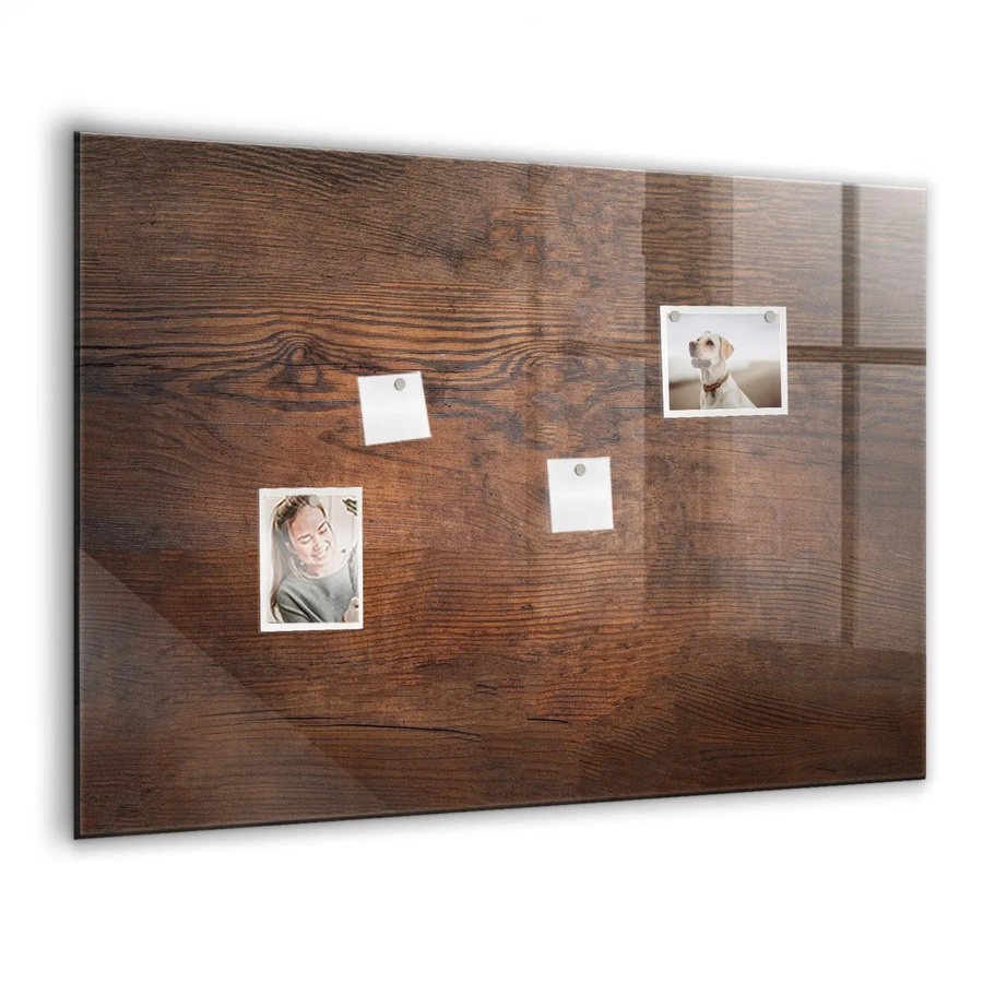 Tulup Glasmagnettafel in Weiß mit altem Holzdekor, B: 100 cm, H: 70 cm - Bild 2