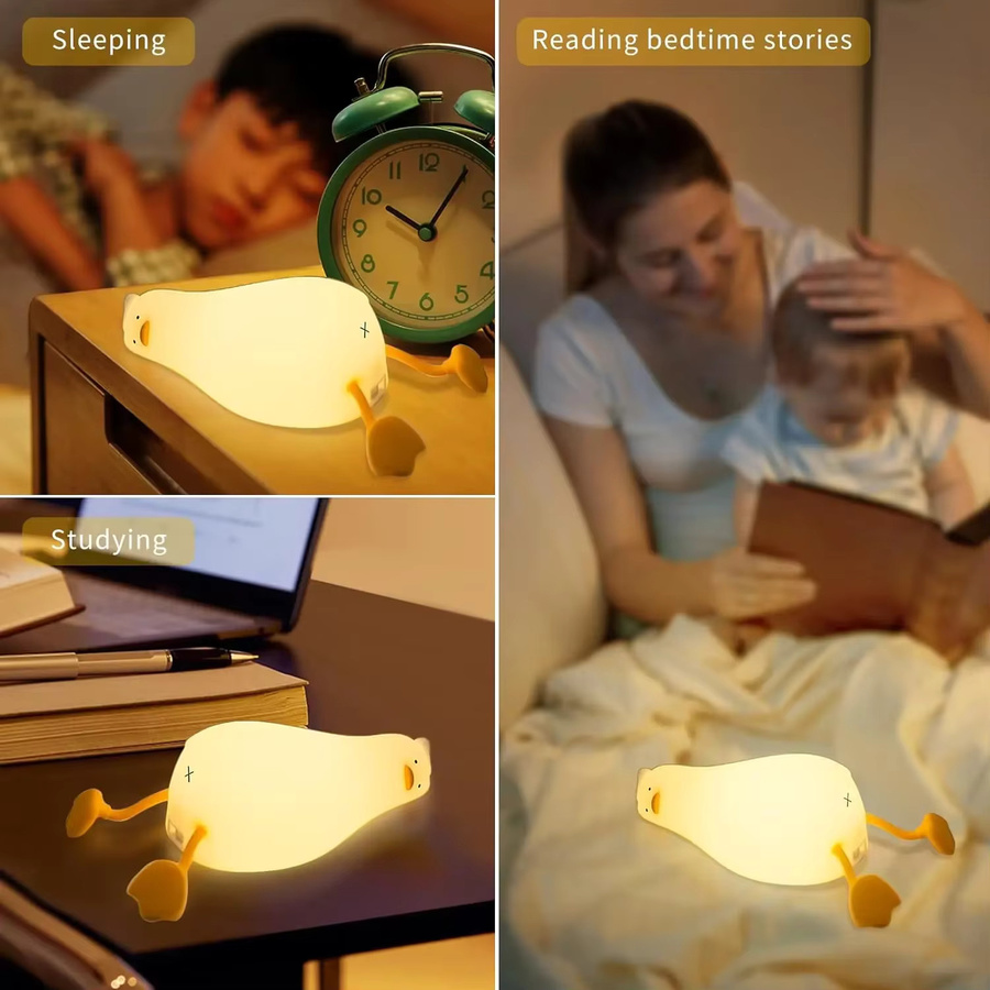 Niedliches Enten-Nachtlicht mit integrierter LED und Squishy-Funktion, 3-stufig dimmbare Tier-Touch-Nachtlampe für das Kinderzimmer - Bild 3