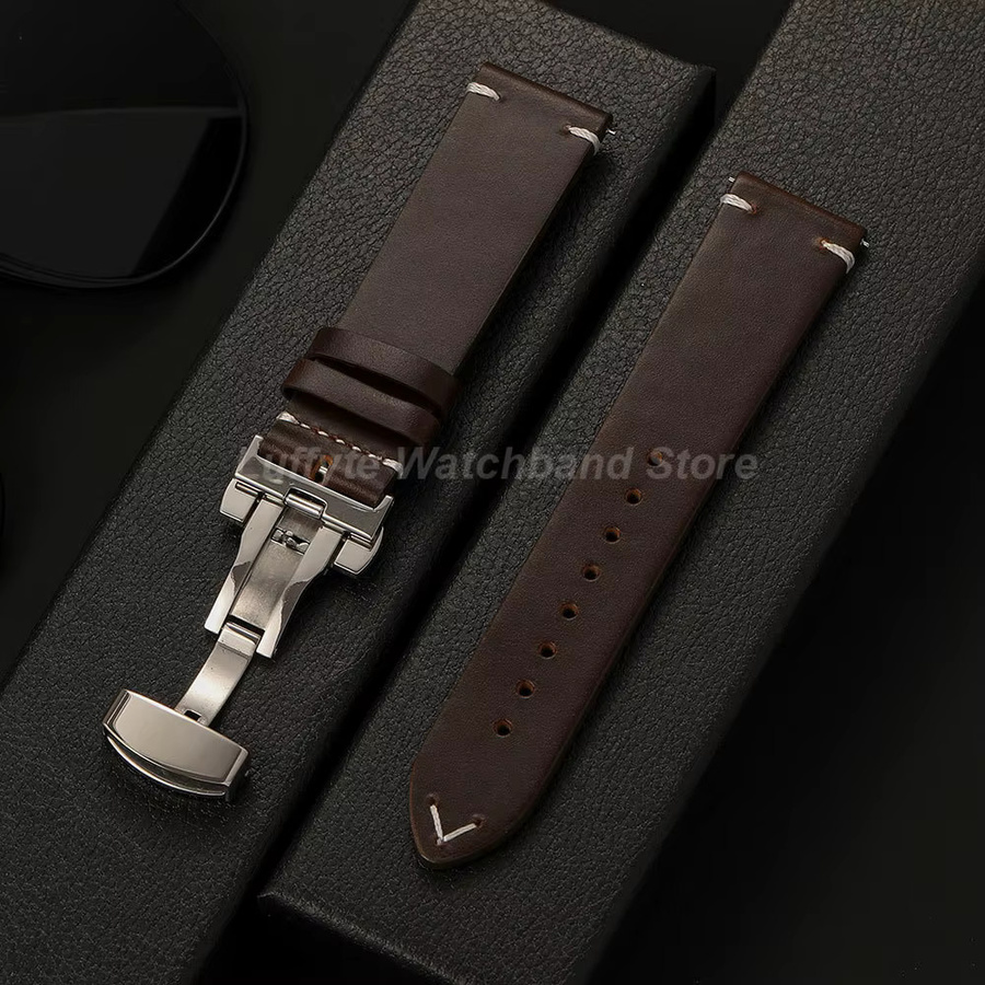 luffyte Uhrenarmband Leder, Rindsleder, Edelstahl, Herren - Bild 1