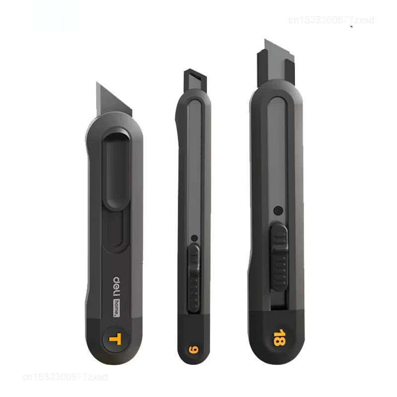 Deli Allzweckmesser Black mit einziehbarem Druckknopf und 3-Styles-Klinge für Büro und Schreibwaren - Bild 2