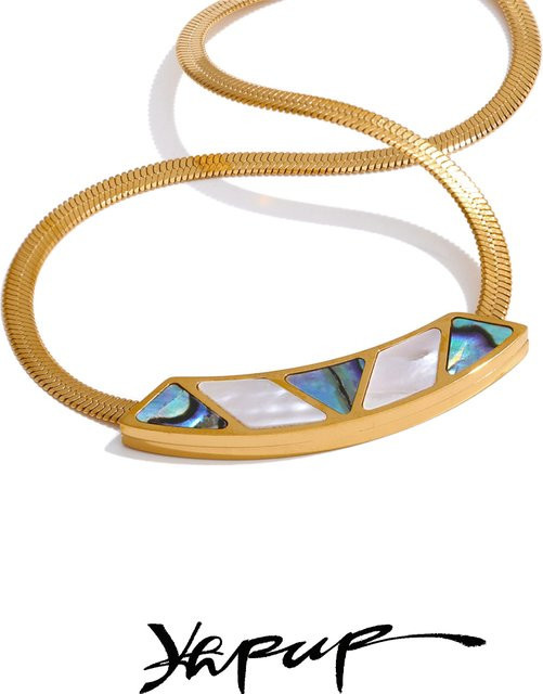 Yhpup Muschel-Anhänger-Halskette, Edelstahl, Gold, Unisex - Bild 1