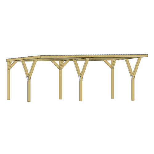 Weka Doppelcarport Mugello Flachdach aus Kiefernholz, braun, B: 594 cm x T: 606 cm - Bild 3