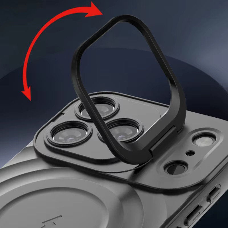 NUCWIN Ripple Case für iPhone 17 16 15 14 13 Pro Max Plus mit MagSafe und faltbarem Objektivständer, Stoßfeste Hülle in Schwarz - Bild 5