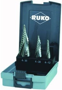 RUKO Stufenbohrersatz Gr. 0/9, 3-teilig in silberner Kunststoffkassette - Bild 1