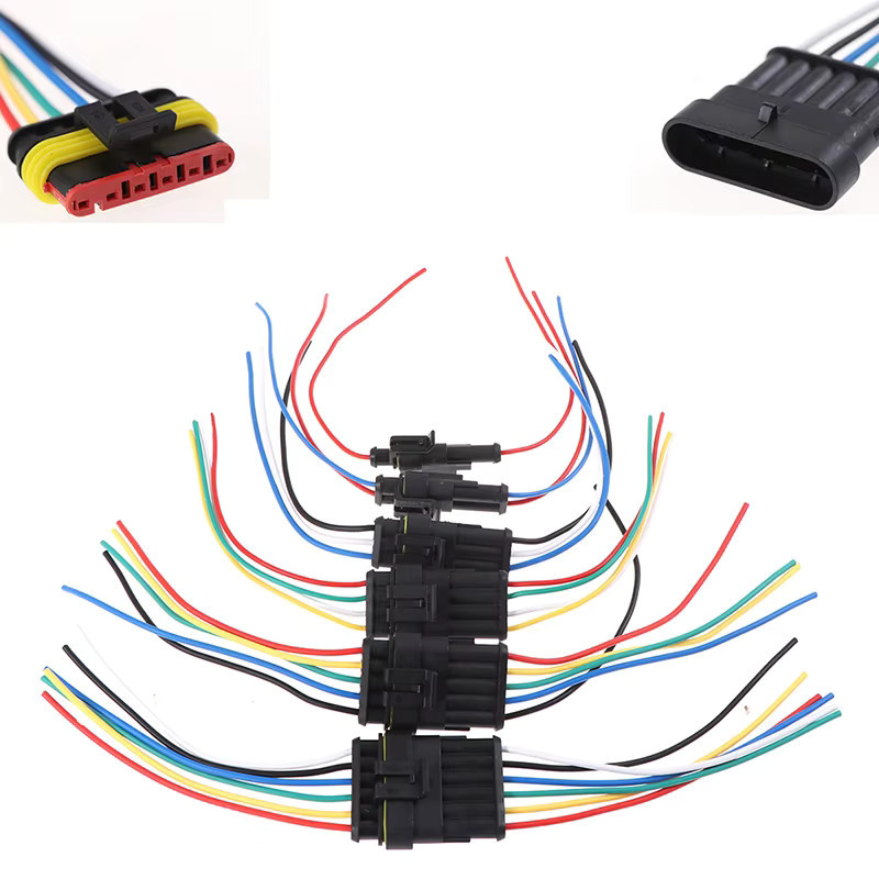 JINHF Wasserdichter elektrischer Kabelstecker mit 1 bis 6 Pins, männlich und weiblich, Farbe: Schwarz - Bild 2