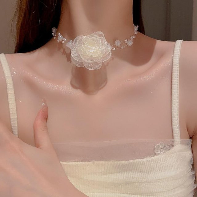 ouyaohong Halskette, Blume, Perle, weiß, Damen - Bild 1