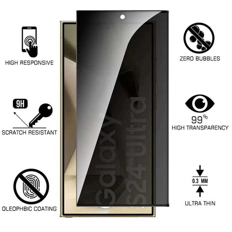 Sichtschutz Panzerglas Schutzfolie für Samsung Galaxy S26 S25 S24 S23 S22 S21 Ultra FE 9H Gehärtetes Glas Anti-Spy Bildschirmfolie Transparent - Bild 3
