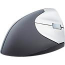 BakkerElkhuizen Handshake Wireless Funkmaus für Rechtshänder, ergonomisches Design in Schwarz-Silber mit 400-3200 dpi und USB Nano-Receiver - Bild 1