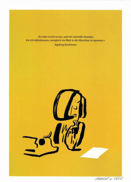Kunstdruck Ingeborg Bachmann vom Suhrkamp Verlag in Gelb, A4 - Bild 1