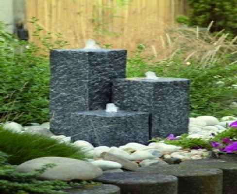 Wasserbrunnen aus Granit in Dunkelgrau, B/T/H: 50 x 35 x 20 cm - Bild 1