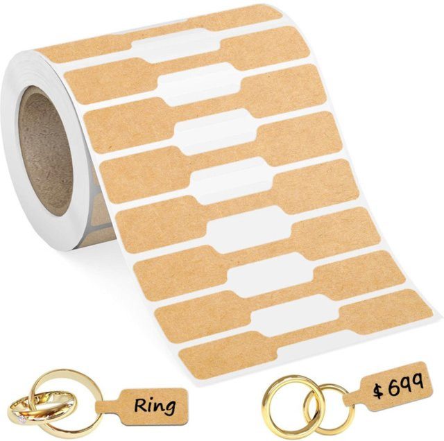 500 Stück selbstklebende Blankopapier Preisschilder und Schmuck-Hangtags für Halsketten und Ringe in Beige und Grau - Bild 1