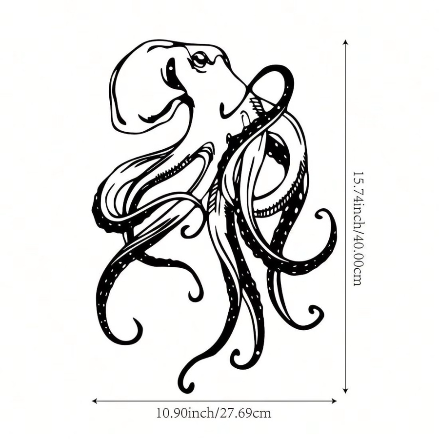 CIFBUY Vintage Oktopus Wandkunst Skulptur aus Metall in Schwarz als dekorative Tier-Wanddekoration - Bild 2