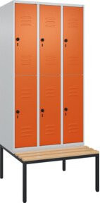 C+P Doppelstock-Spind Classic PLUS Sitzbank mit 3 Abteilen und Buche-Hartholz Sitzfläche, B/T/H: 212,0 x 90,0 x 81,5 cm - Bild 1