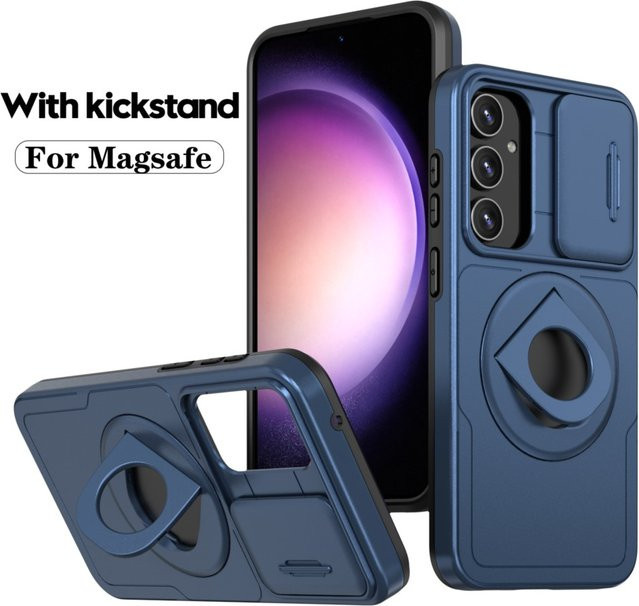 Magnetische Samsung Schutzhülle im Militär-Design mit 360 Grad Panzerung und MagSafe-Kompatibilität für S23 S22 S21 S20 Ultra FE A54 in Schwarz und Blau - Bild 1