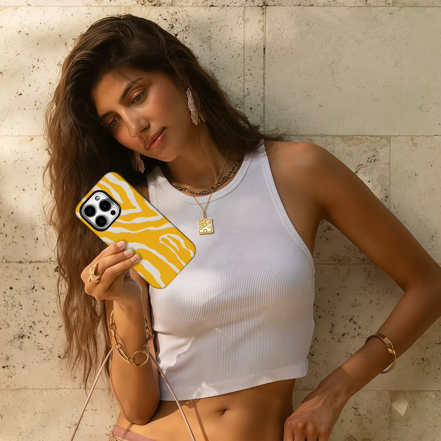 Potdemiel Handyhülle Gelber Ozean für iPhone 11 bis iPhone 16 Pro Max Plus mit doppelschichtiger Rückseite - Bild 4