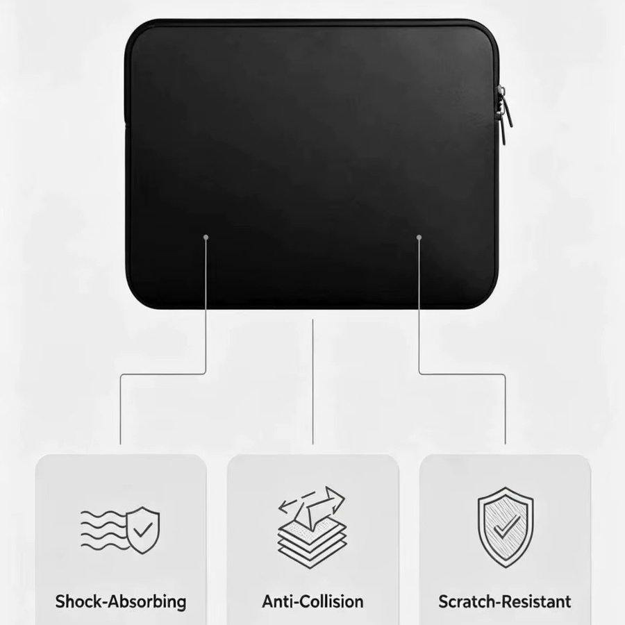HOMEFISH Laptoptasche in Schwarz für Xiaomi Lenovo Dell und MacBook Air Pro Retina 13 bis 15,6 Zoll - Bild 3