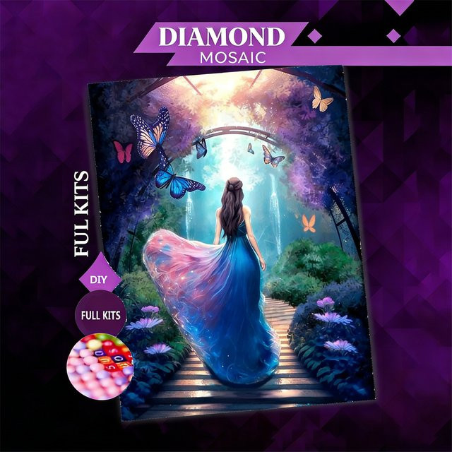 AZQSD Diamant-Mosaik-Sets, Mädchenporträt, Fantasy, Diamantmalerei, ab 14 Jahren - Bild 1