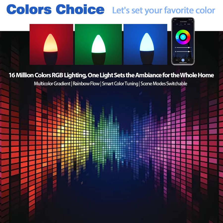 Tuya Smarte RGB LED Kerzenlampe mit App-Steuerung via WLAN und Bluetooth, Multicolour - Bild 2