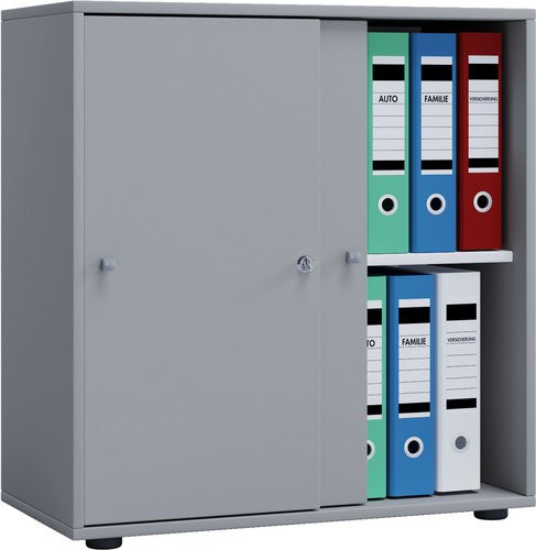 VCM Büroschrank Lona mit Schiebetüren, Grau, B/H/T: 37 x 74 x 70 cm - Bild 1