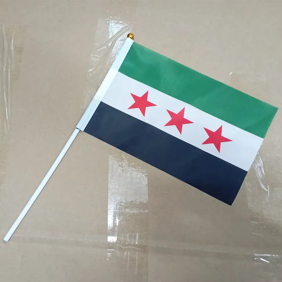 TIKI FLAG Syrien Handflagge aus Polyester mit Fahnenmast, B/H: 21 x 14 cm, verblassungsbeständig - Bild 2