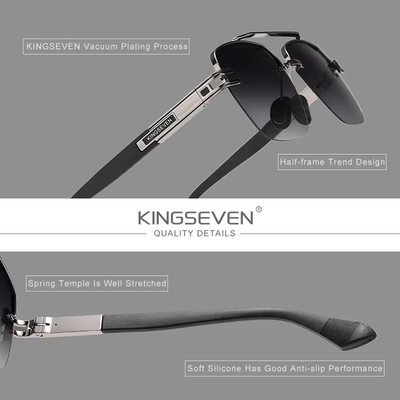 KINGSEVEN Sonnenbrille Halbrand, polarisiert, Unisex - Bild 3