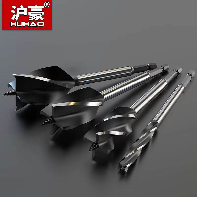 HUHAO Spiralbohrer Set mit 6,35mm Schaft, Auger Bohrer Bits für Holz, Lange Vier Slot Hartmetall Bohrer zur Holzbearbeitung und zum Schlitzen, 10mm-35mm - Bild 2