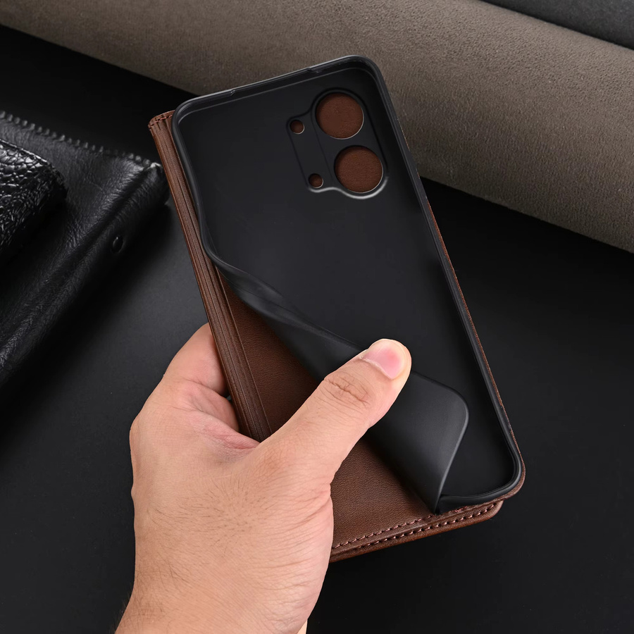 EUCAGR Luxus Brieftasche und Handyhülle aus PU-Leder für Xiaomi POCO X8 Pro Max mit Kabelschlaufenhalter in Pink oder Braun - Bild 4