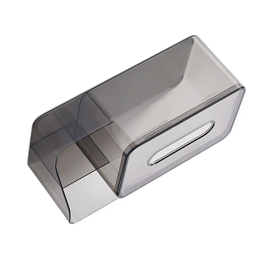 OutsideWorld Multifunktionale Taschentuchbox aus transparentem PET mit Seitenorganizer in Weiß - Bild 1