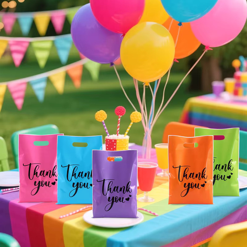 Dankeschön-Geschenktüten aus Kunststoff in Mehrfarben für Süßigkeiten, Kekse und Partygeschenke bei Hochzeiten oder Geburtstagen - Bild 5