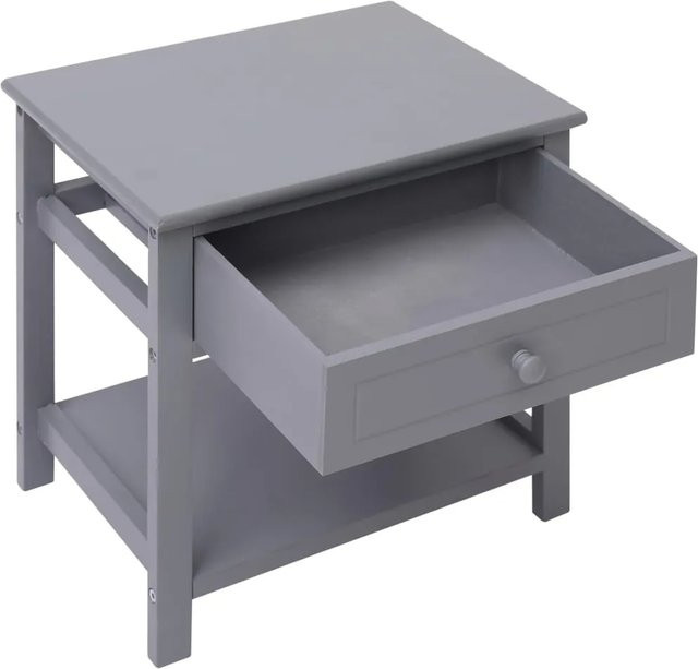 vidaXL Nachttisch aus Paulownia Holz in Grau, modern, B/T/H: 40 x 29 x 42 cm - Bild 1