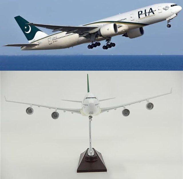 ZOCO Modellflugzeug Pakistan Airlines Boeing 747 im Maßstab 1:160 aus Harz und Resin ABS - Bild 1