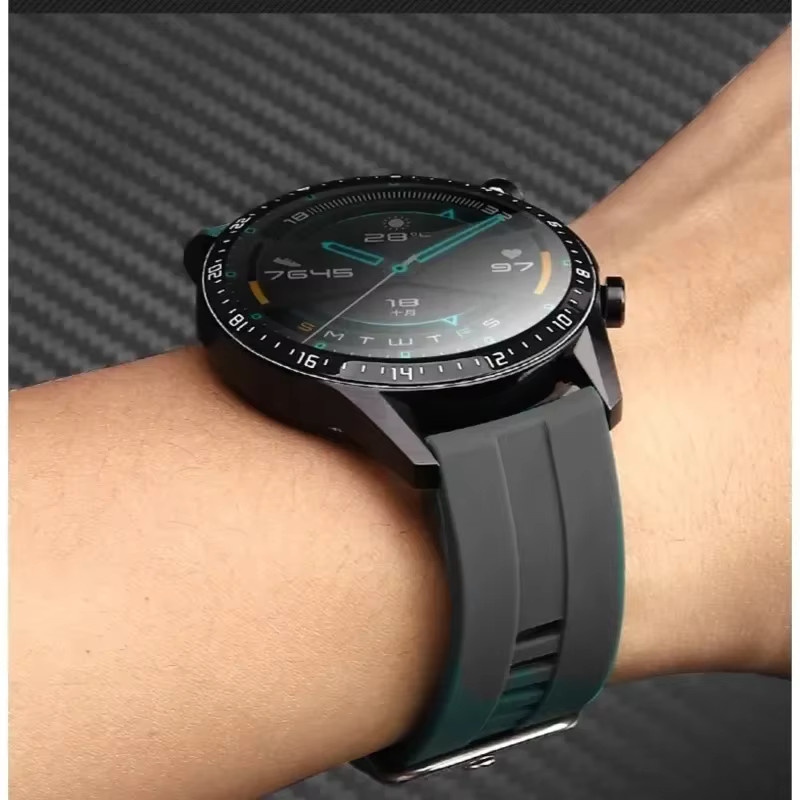 Uhrenarmband Silikon, Schwarz, 22 mm, 20 mm - Bild 3