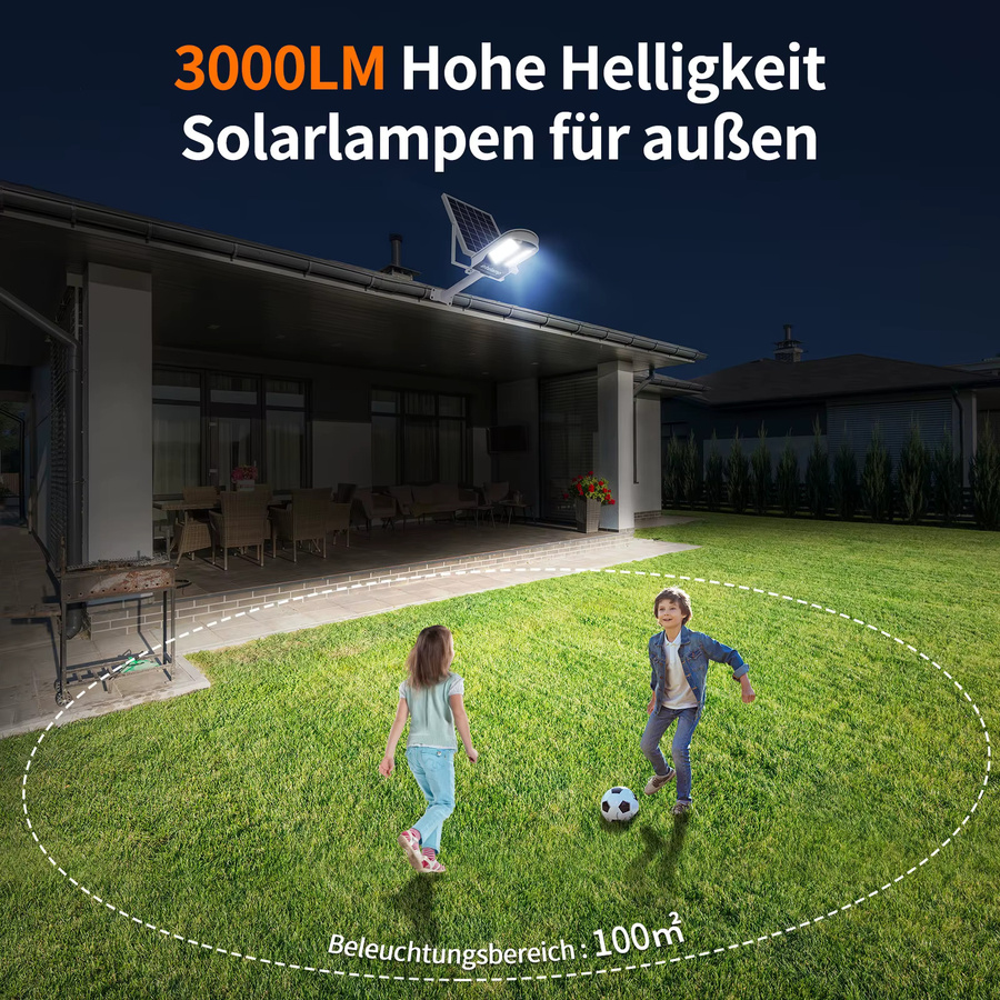 intelamp Solar-Sicherheitsleuchte für Außenbereich mit 3000LM, 12500mA und Dual 180° Bewegungssensor, wasserdichte LED Solar-Straßenleuchte für Garten, Hof und Garage - Bild 4