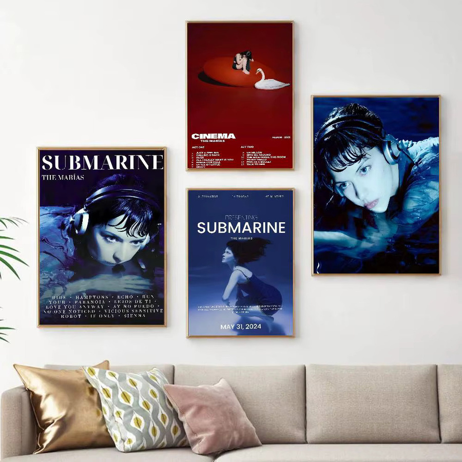 The M-Marias Submarine Band Whitepaper Poster Wandkunst in Weiß als moderne Grafik-Wanddekoration - Bild 2