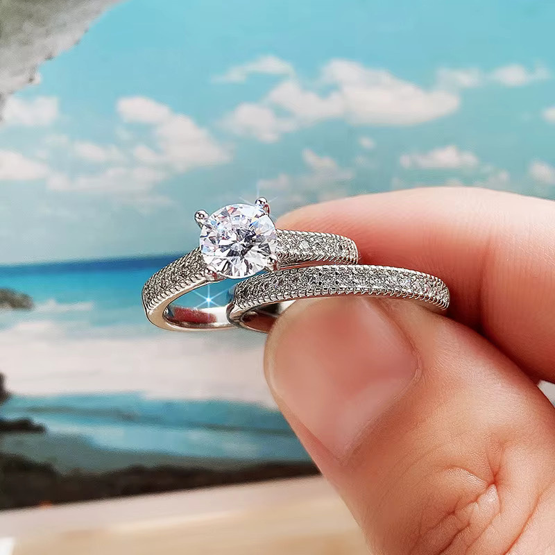 Huitan Ring Set, silberfarben, CZ-Stein, Damen - Bild 3