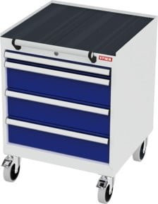 STIER Mobiler Schubladenschrank aus Stahl mit 4 Schubladen, Farbe: Lichtgrau/Enzianblau, B/T/H: 60,0 x 57,5 x 79,0 cm - Bild 1