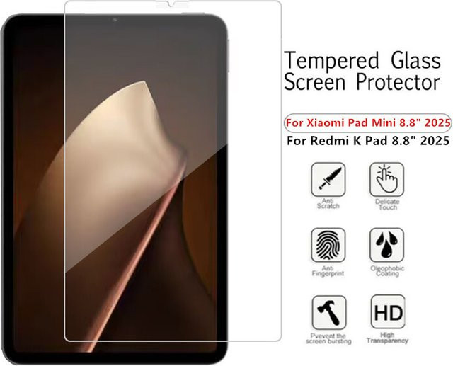 2er-Set gehärtete Glasfolie für Xiaomi Pad Mini / Redmi Pad Mini 8,8 Zoll 2025, transparenter Displayschutz gegen Kratzer - Bild 1