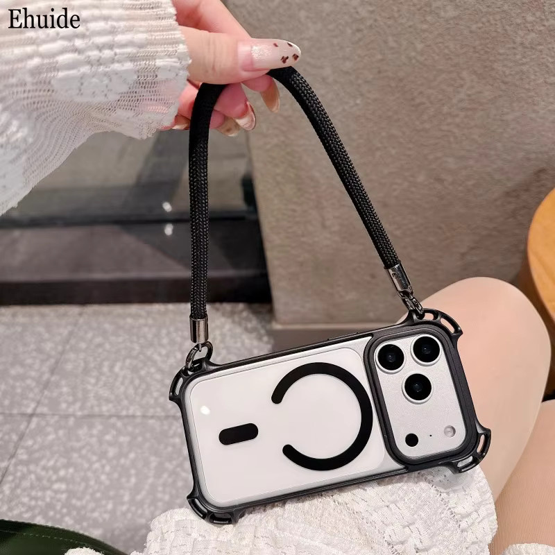 EHUIDE Stoßfeste Lanyard-Schutzhülle für iPhone 17 16 15 14 13 12 Pro Max Plus, Transparent, mit langem Riemen und magnetischer Funktion - Bild 2