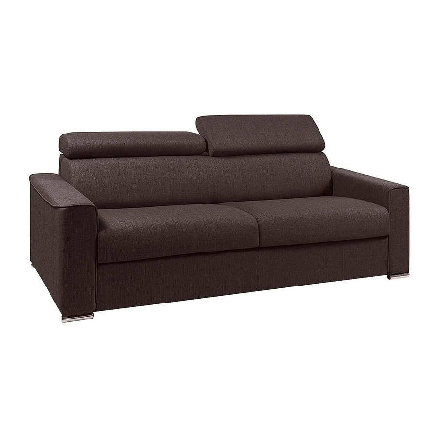 Vente-unique Schlafsofa Vizir Schokoladenbraun mit verstellbarer Kopfstütze und Stoffbezug, Breite: 216 cm - Bild 2