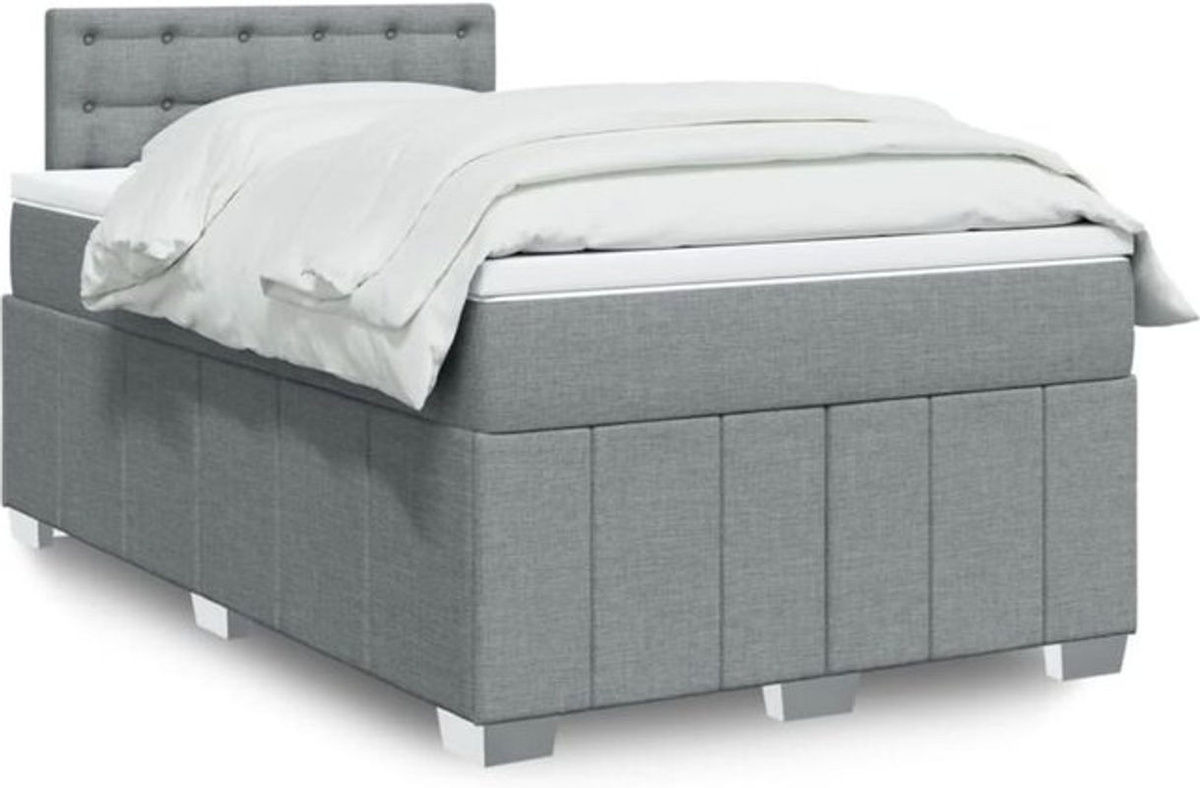 Vidaxl Boxspringbett mit Matratze in Grau aus Stoff und Holzwerkstoff, B/T/H: 120 x 190 x 100,5 cm - Bild 1