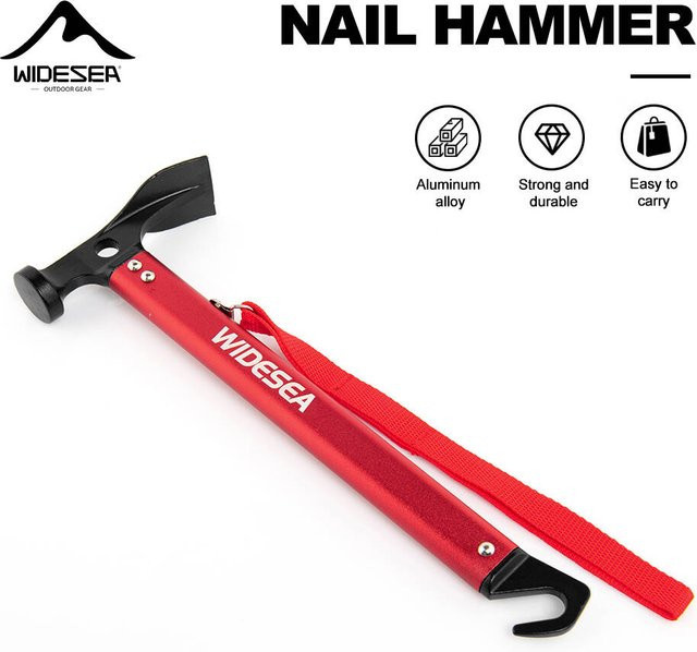 Widesea Camping-Nagelhammer aus Aluminiumlegierung in Rot für Outdoor und Zeltaufbau - Bild 1