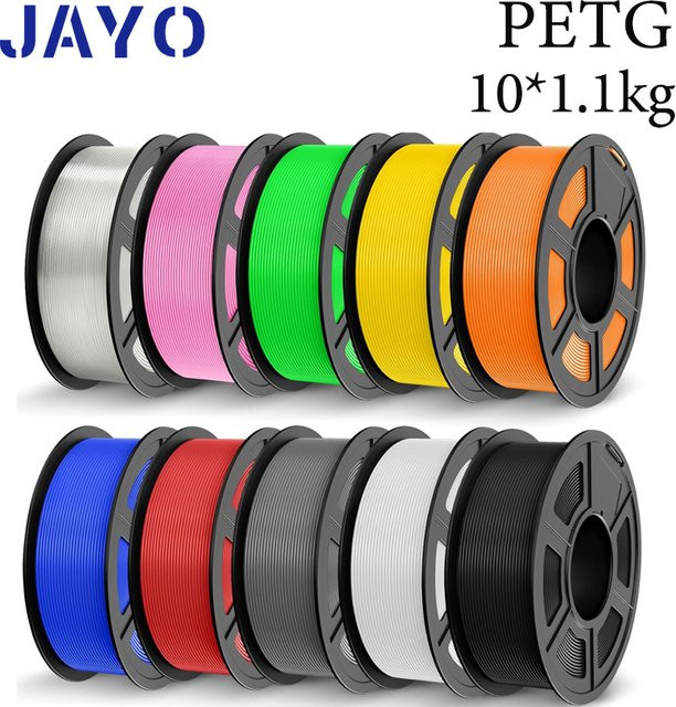 JAYO PETG Filament Multicolor 1,75 mm für FDM 3D-Drucker, 10 Rollen - Bild 1