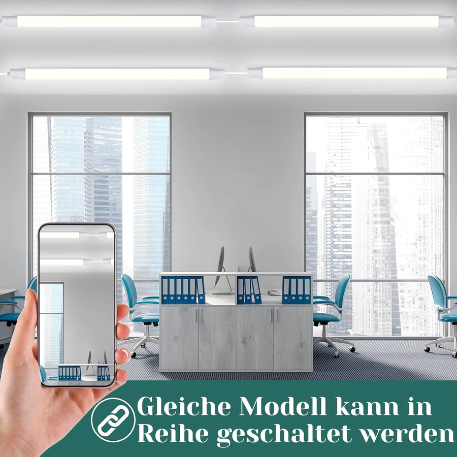 Cliheet Weiße LED-Deckenleuchte 36W mit 5000K Cool White, IP65 Wasserdicht, Länge: 120 cm - Bild 4
